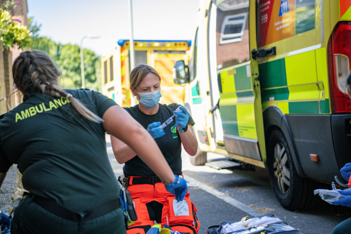 HEMS Paramedic Clare on scene with the Ambulance crew.