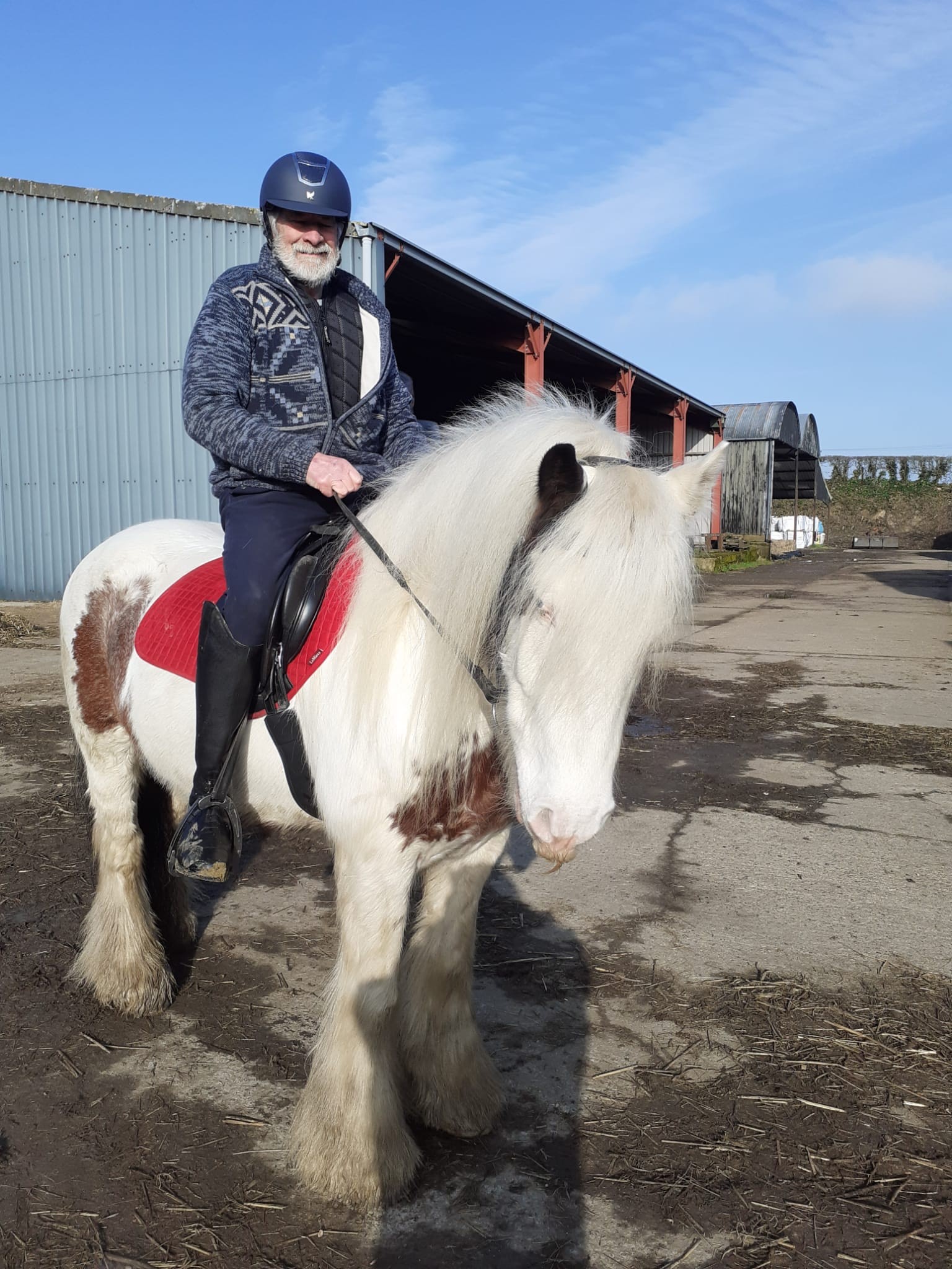 A man sat on a horse.